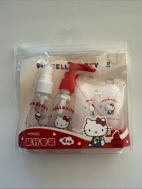 Hello Kitty Clear Travel Bottle Set - Red & White Accents